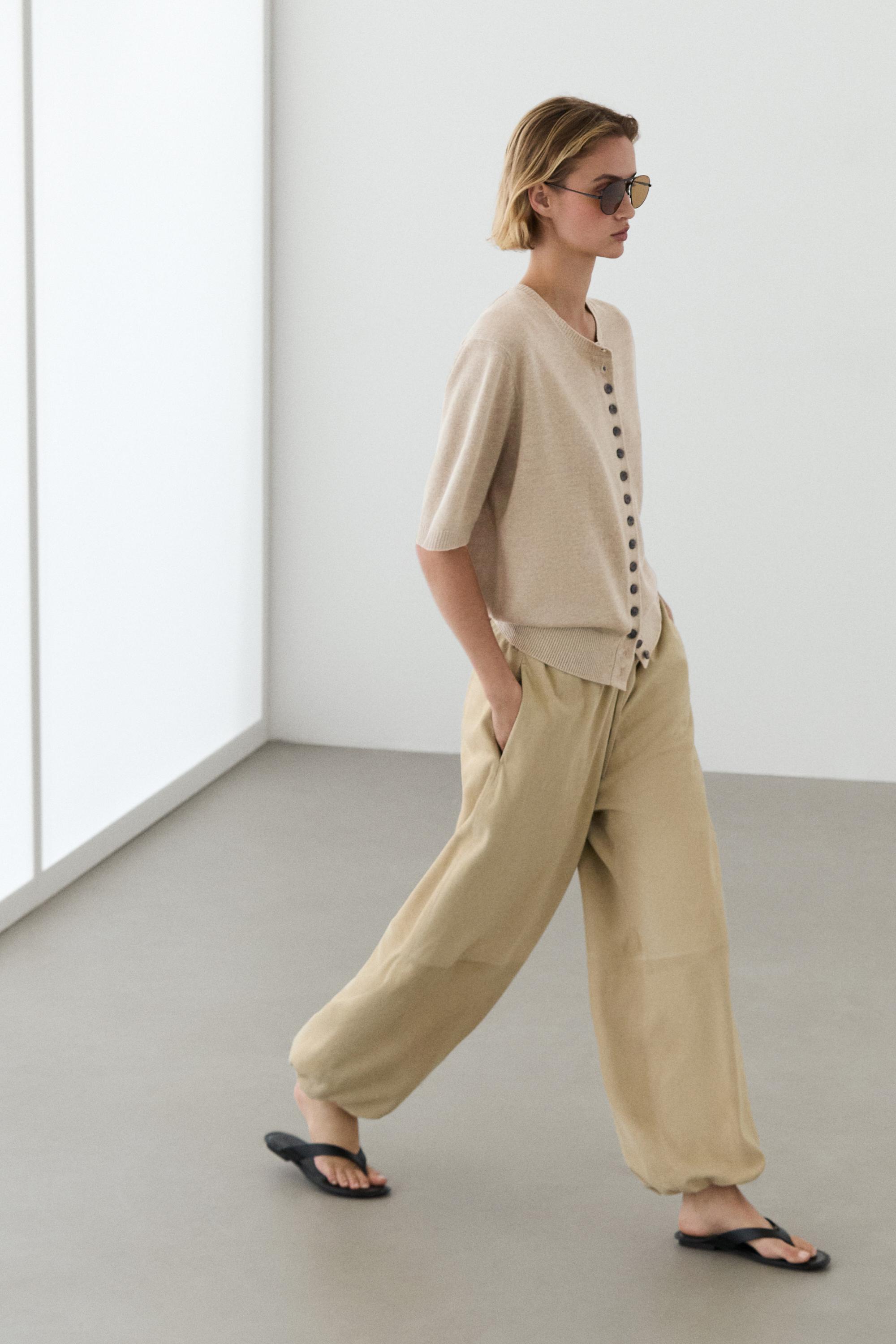 Linen blend short sleeve cardigan